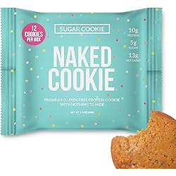 Naked Protein Sugar Cookies – Premium Gluten-Free High Protein Cookies, Only 5G Sugar, 5G Fiber, No Artificial Sweeteners, Soy Free, No GMOs - 12 Pack