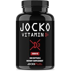 Jocko Vitamin D3 - 5000IU - Supports Immune System, Bone Health, Low Blood Pressure, Metabolic Processes, Helps Fight Fatigue and Boost Mood - Coconut Oil Blend - 360 Servings