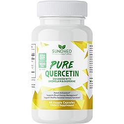 Sundhed Natural Pure Quercetin with Bromelain & Bioperine - Repisratory Health, Immune Support, Anti-oxidant, Anti-inflammatory Action