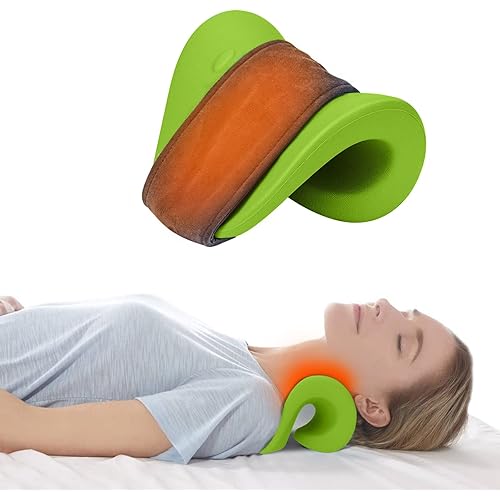Heated Neck Stretcher for Neck Relaxtion - HONGJING Neck Cloud Cervical Traction Device with Heating Pad for TMJ Pain Relief, Neck Hump Corrector for Spine Alignment
