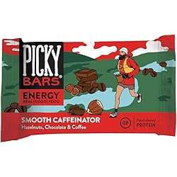 Picky Bars Real Food Energy Bars, Plant Based Protein, All-Natural, Gluten Free, Non-GMO, Non-Dairy, Smooth Caffeinator, Pack of 10