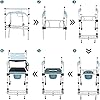 OMECAL Commode Chair for Toilet wWheels & Pedal, 350 LBS Weight Capacity, 4 in 1 Multifunctional Portable Heavy Duty Bedside Commode for Elder Disabled People Pregnant Women