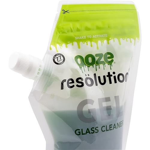 Ooze Resolution Gel Glass Cleaner Kit 1 Pack 240ML, Silicone Caps Liquid Cleaning Solution Natural Clay-Based Non-Toxic Formula Glass and Metal Cleaner - Resolution Accessories - Glass Plugs Black