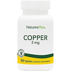NaturesPlus Copper - 3 mg, 90 Vegetarian Tablets - High Potency Essential Minerals & Amino Acids - Promotes Healthy Immune System Function - Gluten-Free - 90 Servings