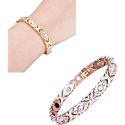 Magnetic Therapy Menopause Reliving Bracelet, Hot Flashes Menopause Bracelet, Elegant Magnetic Bracelet for Women, Energy Health Bio-Magnetic Bracelets Effective Relieving Anxiety 1pcs, Rose gold