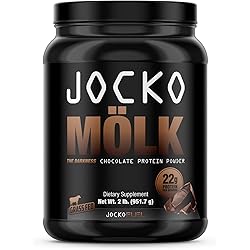 Jocko Mölk Protein Powder Chocolate - Keto, Probiotics, Grass Fed Whey, Digestive Enzymes, Amino Acids, Sugar Free Monk Fruit Blend - Supports Muscle Recovery and Growth - 31 Servings