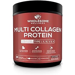 Multi Collagen Protein Powder Hydrolyzed Type I II III V X Grass-Fed All-in-One Super Bone Broth Collagen Peptides - Premium Blend of Grass-Fed Beef, Chicken, Wild Fish, Eggshell Collagen