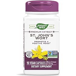 Nature’s Way St. John’s Wort, Premium Extract, Promotes Positive Outlook, Non-GMO, 90 Capsules