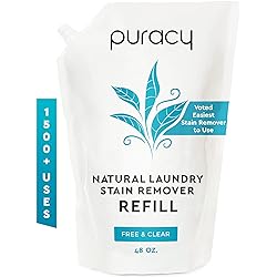 Puracy Laundry Stain Remover Refill - Perfect Laundry, Pure Ingredients - with 6 SuperPlant Enzymes for Easy Removal of Fresh and Set-In Clothing Stains, 98.95% from Mother Nature, 48 Oz
