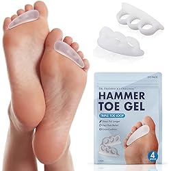 Dr. Frederick's Original 4 Piece Hammer Toe Treatment Set - Soft Gel Splints to Prevent Overlap