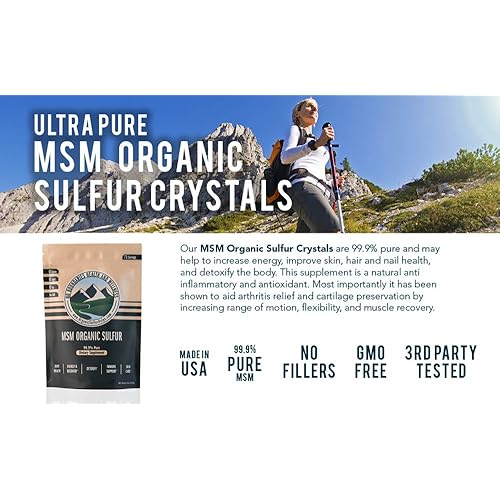 MSM Organic Sulfur Crystals by No Boundaries Health and Wellness – All-Natural, Premium Health Supplement: 99.9% Pure MSM – Benefits: Joint Pain, Allergies, Skin, Hair & Nail Health – No Fillers