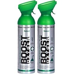 Boost Oxygen Supplemental Oxygen to Go | All-Natural Respiratory Support for Health, Wellness, Performance, Recovery and Altitude 10 Liter Canister, 2 Pack, Natural