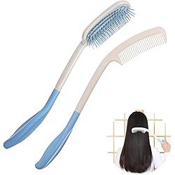 Long Reach Handled Comb and Hair Brush Set Applicable to elderly and hand-disabled people inconvenient upper limb activities 2 pcs