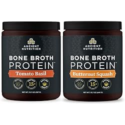 Bone Broth Protein Powder, Tomato Basil, 15 Servings Bone Broth Protein Powder, Butternut Squash, 15 Servings by Ancient Nutrition