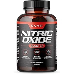 Nitric Oxide Booster by Snap Supplements - Pre Workout, Muscle Builder - L Arginine, L Citrulline 1500mg Formula, Tribulus Extract & Panax Ginseng, Strength & Endurance 60 Capsules
