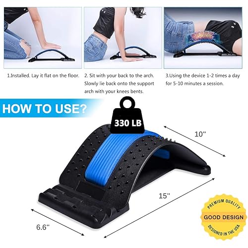 Back Stretcher, Lumbar Back Pain Relief Device, Spine Board, Back Cracker, Multi-Level Back Massager Lumbar, Pain Relief for Herniated Disc, Sciatica, Scoliosis, Lower and Upper Back Stretcher Support