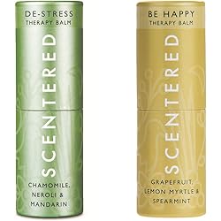 Scentered DE-Stress & Happy Aromatherapy Balm Gift Set - Essential Oil Blends - Supports Relaxation, Calmness & Stress Relief, Encourages Feelings of Positivity & Gratitude