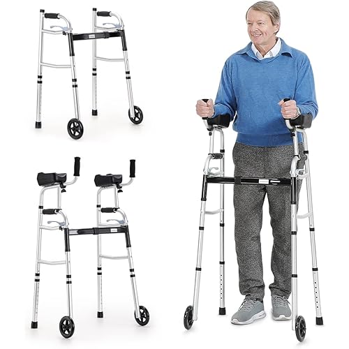 OasisSpace Shower Wheelchair Commode and Folding Walker, Rolling Shower and Commode Transport Chair with Wheels
