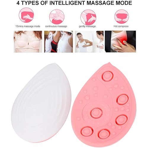 Breast Massager, USB Wireless Woman Chest Augmentation Massager, Enlargement Lifting Heating Chest Massage Stimulator for Breast Enlarger, Skin TighteningWhite