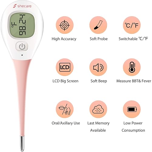Shecare Digital Basal Body Thermometer for Ovulation ,Fertility BBT Thermometer High Precision Oral Thermometer ,Accurate 1100th Degree Works with Shecare APP Basal Thermometer Basic Thermometer