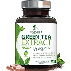 Green Tea Extract 98% Standardized EGCG - 3X Strength for Natural Energy - Heart Support with Polyphenols - Gentle Caffeine - 240 Capsules