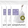 simplehuman Code R Custom Fit Drawstring Trash Bags in Dispenser Packs, 60 Count, 10 Liter 2.6 Gallon, White