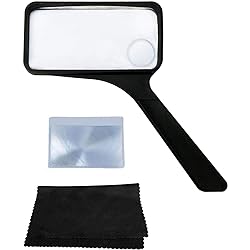 Rectangular Large Magnifying Glass Higher Magnification Macular Degeneration Magnifier Glass Lens Reading Small Print Bonus Cleaning Cloth Card Magnifier MagDepo