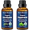 Organic Eucalyptus Essential Oil and Organic Peppermint Essential Oil Bundle - Perfect for DIY Recipes, Aromatherapy, Massage, Topical, and Household Uses