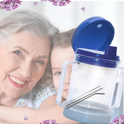 ADAPTIVE UTENSILS Regulating Drinking Cup, For Individuals Who Suffer from Swallowing Disorders Such as Dysphagia, Adult sippy Cup is Put Down & Lifted, Without the Use of Thickeners
