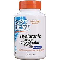 Doctor's Best Hyaluronic Acid with Chondroitin Sulfate, Featuring BioCell Collagen, Non-GMO, Gluten Free, Soy Free, Joint Support, 180 Count Pack of 1