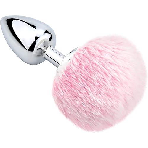 FST Anal Plug Trainer with Fluffy Bunny Tail, Stainless Steel Butt Plug Role Play Anal Sex Toys for Men Women Couples Pink, S