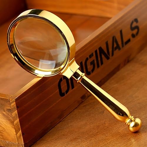 PROW Classical 90mm 8X Hand held Reading Glass Jewelry Loupes Magnifying Lens Viewing Magnifier Gold