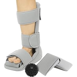 Vive Plantar Fasciitis Night Splint Plus Trigger Point Spike Ball - Soft Leg Brace Support, Orthopedic Sleeping Immobilizer Stretch Boot Large: Men's: 8.5-11, Women's: 10-12