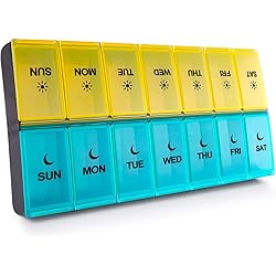 BUG HULL Pill Organizer 2 Times a Day, Extra Large AM PM Pill Box Weekly, BPA-Free XL Day and Night Pill Case 7 Day, X-Large Medicine Organizer Twice a Day, Pill Container, for Vitamins, Supplements