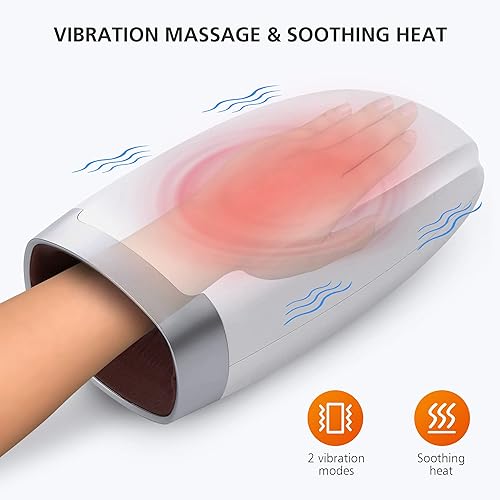 Snailax Hand Massager for Arthritis and Carpal Tunnel, Cordless Hand Massager with Heat, Vibration, Compression, 6 Modes & 6 Levels Pressure Point Massager for Wrist Palm Finger, White