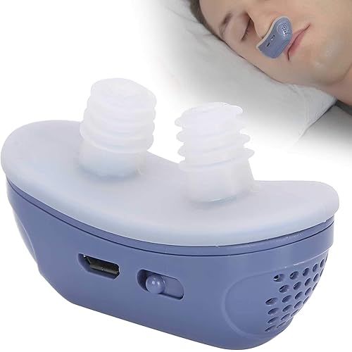 Snoring Prevention Device, Comfortable Silicone USB Charging Household Snore Stopper for SleepingBlue