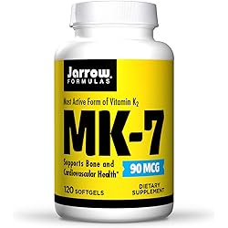 Jarrow Formulas MK-7 90 mcg - 120 Softgels - Superior Vitamin K Product for Building Strong Bones - Supports Heart & Cardiovascular Health - 120 Servings