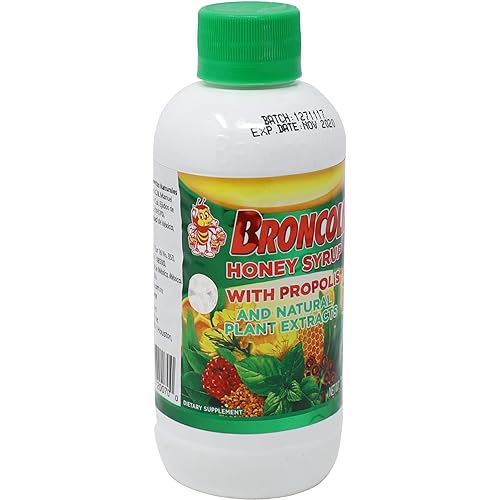 Broncolin Syrup with Propolis and Plant Extracts, Cough Relief Syrup with Honey, 11.4 Fl Oz, Bottle