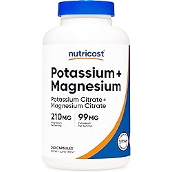 Nutricost Potassium 99 mg Magnesium 210 mg Citrates, 240 Capsules - Non-GMO, Gluten Free
