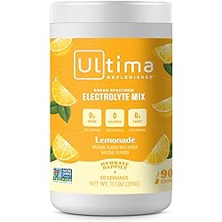 Ultima Hydrating Electrolyte Powder, Lemonade, 90 Servings, no Sugar, 0 Carbs or Calories, Keto, Gluten-Free, Paleo, Non-GMO, Vegan, with Magnesium, Potassium, Calcium, 11.1 Ounce Pack of 1