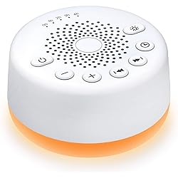 Easysleep Sound White Noise Machine with 25 Soothing Sounds and Night Lights with Memory Function 32 Levels of Volume and 5 Sleep Timer Powered by AC or USB for Sleeping Relaxation White