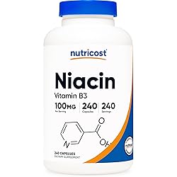 Nutricost Niacin Vitamin B3 100mg, 240 Capsules - with Flushing, Non-GMO, Gluten Free