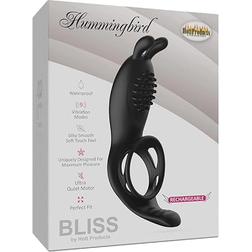 Hott Products Unlimited 71814: Bliss Humingbird Vibrating Cock Ring Blk