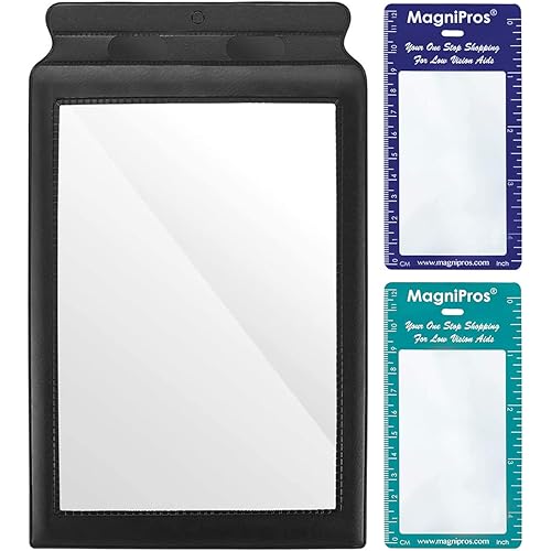 M MAGDEPO 3X Magnifying Sheet Flat Full Page Reading Magnifier Perfect Reading Aid for Elderly, People with Low Vision with 2 Bookmark Magnifier Lens
