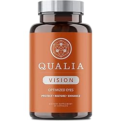Qualia Vision Eye Vitamins Supplement | Optimized Eyes | Support Protect, Restore and Enhance Eye Health with Clinically Researched Ingredients Including Lutein, Zeaxanthin, Bilberry | 20 Count