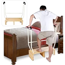 Bed Steps Stool with Handle for High Beds Adults Medical Step Stools Wooden for Seniors Elderly Bedside Step up Stool Heavy Duty Bed Foot Stool Stand Assist Aid Safety Handicap Step with Handrail