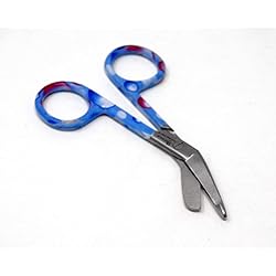 Blue & Pink Dew Drops Handle Pattern Color Lister Bandage Scissors 3.5" 8.9cm, Stainless Steel