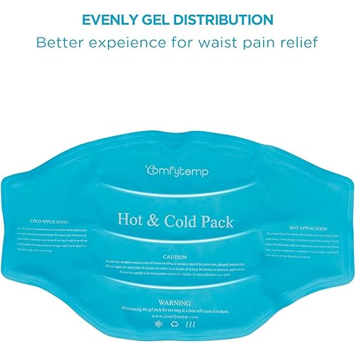 Ice Pack for Back Pain Relief, Comfytemp Reusable Gel Back Ice Pack with Strap, Flexible Cold Pack Compress for Waist and Lower Back, Hot and Cold Therapy Back Wrap for Lower Lumbar, Sciatic Nerve