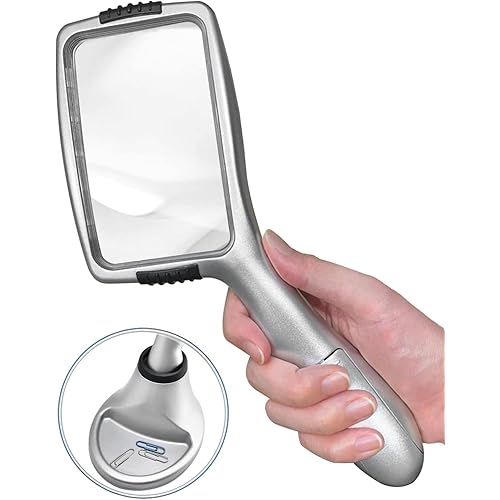 Magnifying Glass with Light and Stand Hands Free Magnifier 10 Dimmable Handheld Led Illuminated Magnifier for Close Work, Elderly Reading, Workbench, Hobbies, AMD.. Magdepo