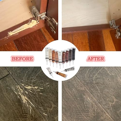 SEISSO Wood Repair Kit Wood Touch up Paint Restore Any Wood Furniture Wood Stain, 12 Colors Cover Surface Scratch for Wooden Floor Table, Filler Furniture Paint Oak, Cabinet, Door, Veneer, Walnut